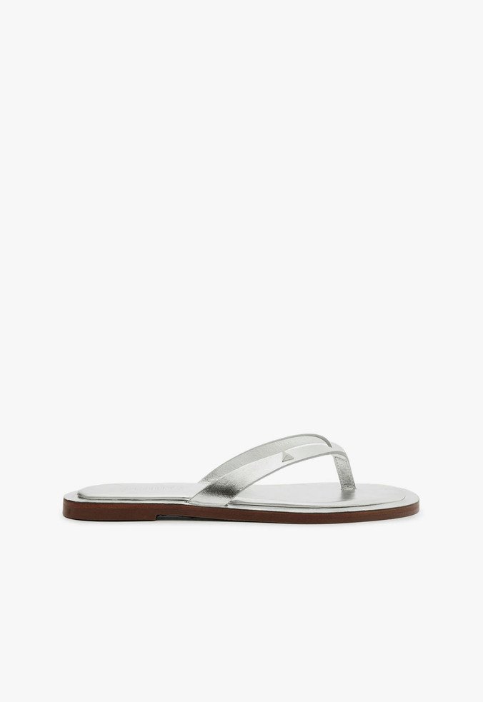 Chinelo Couro Prateado