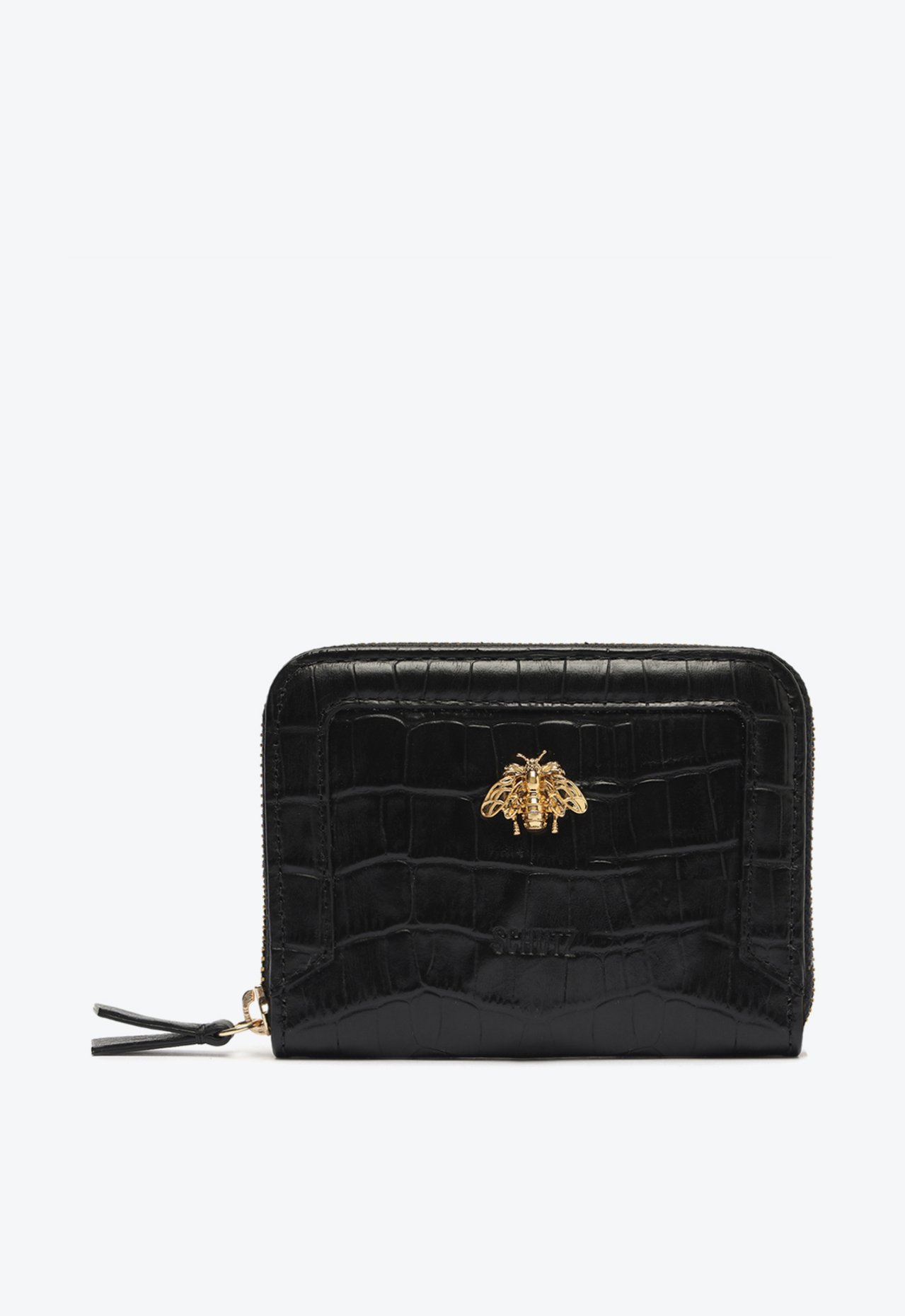Carteira Pequena Believe Couro Croco Preta | Schutz