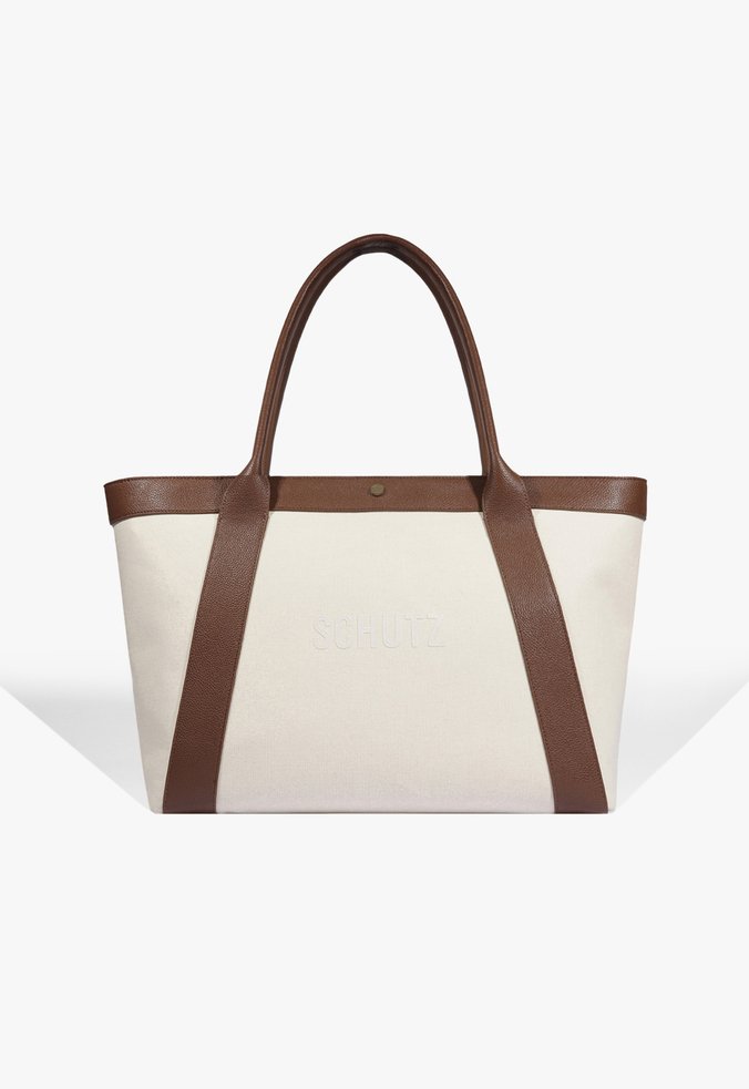 Bolsa Shopping Lona Couro Branca