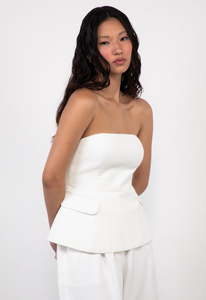 Top Tomara Que Caia Melody Crepe Branco