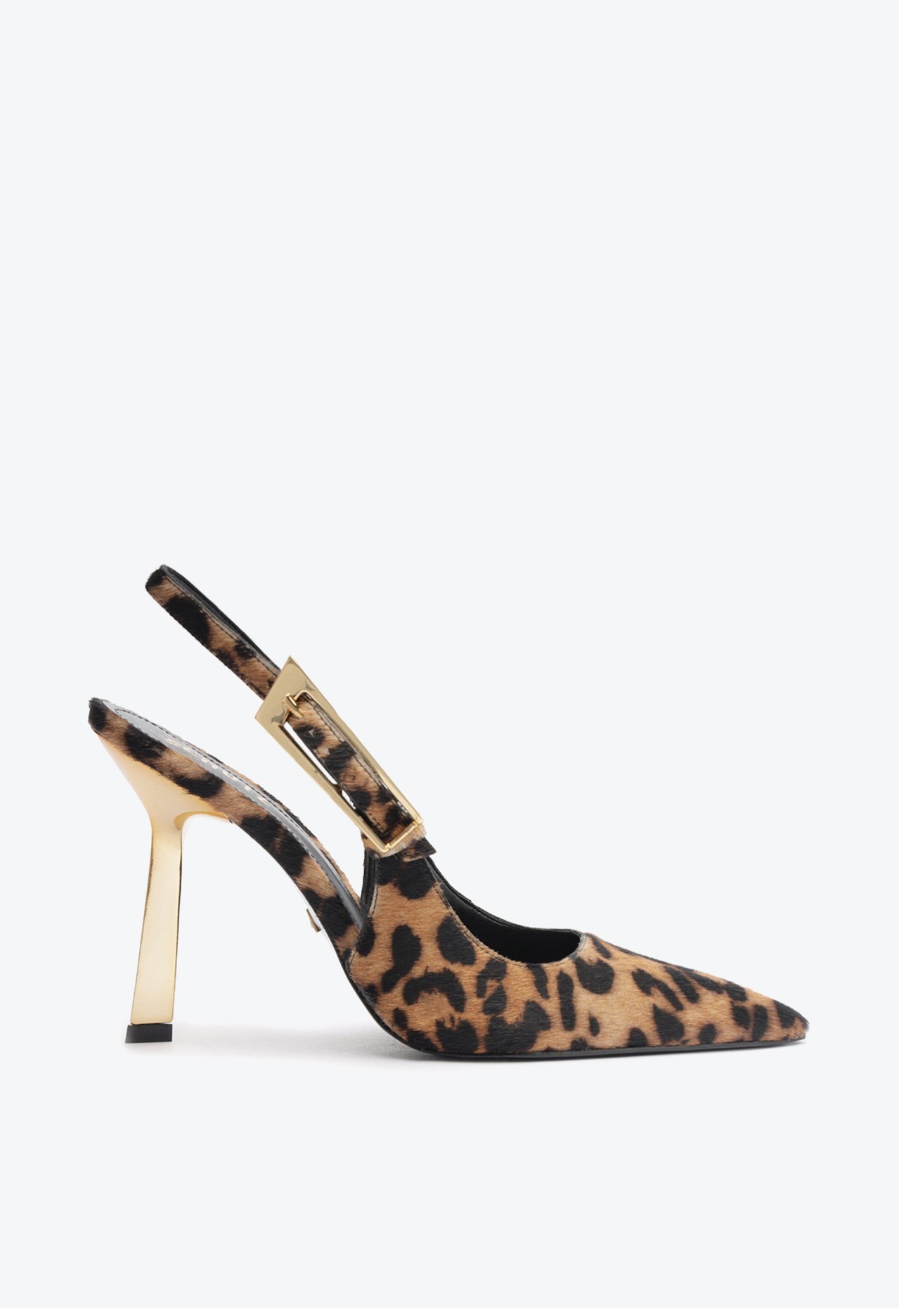 Sapato Scarpin Slingback Couro Animal Print