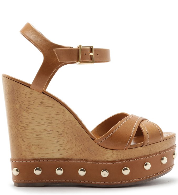 SANDÁLIA ANABELA WOOD STUDS CARAMEL SANDÁLIA ANABELA WOOD STUDS CARAMEL