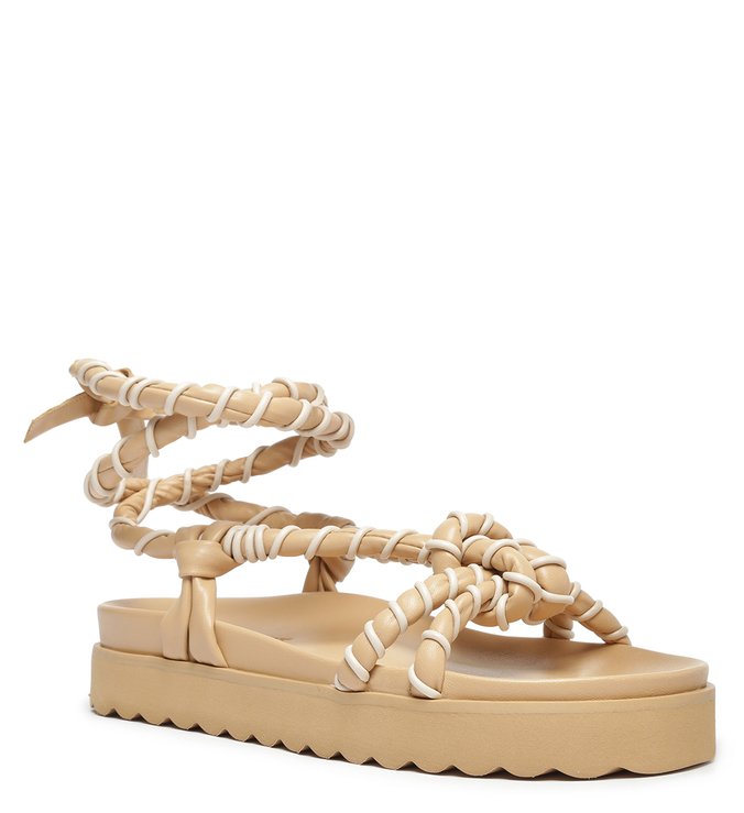 Sandália Papete Flatform Amarração Navy Bege Sandália Papete Flatform Amarração Navy Bege