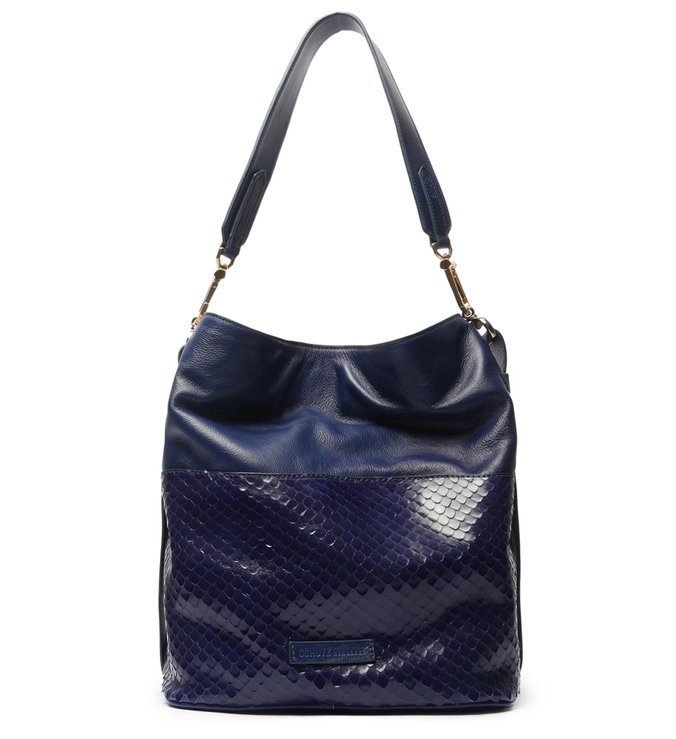 Bolsa Hobo Mandy Snake Azul-Marinho