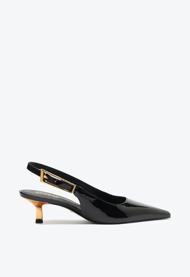 Scarpin Slingback Ciara Pump Mid Couro Preto