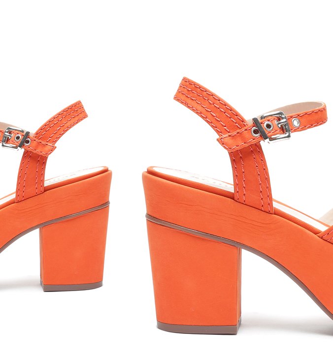 Sandália Meia Pata Nobuck Orange Sandália Meia Pata Nobuck Orange