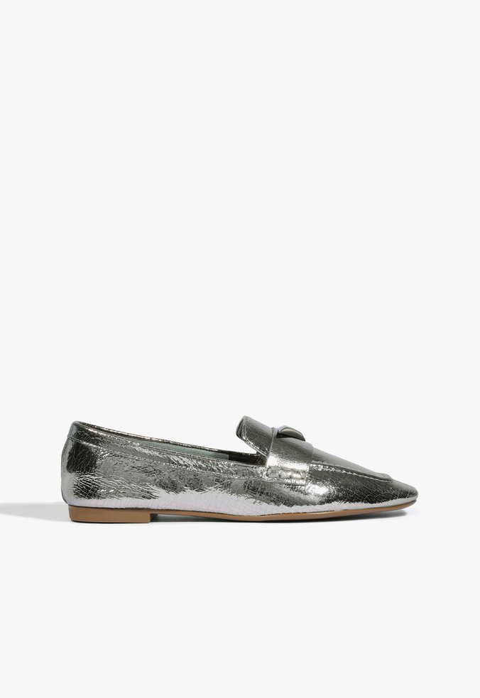 Mocassim Couro Prata