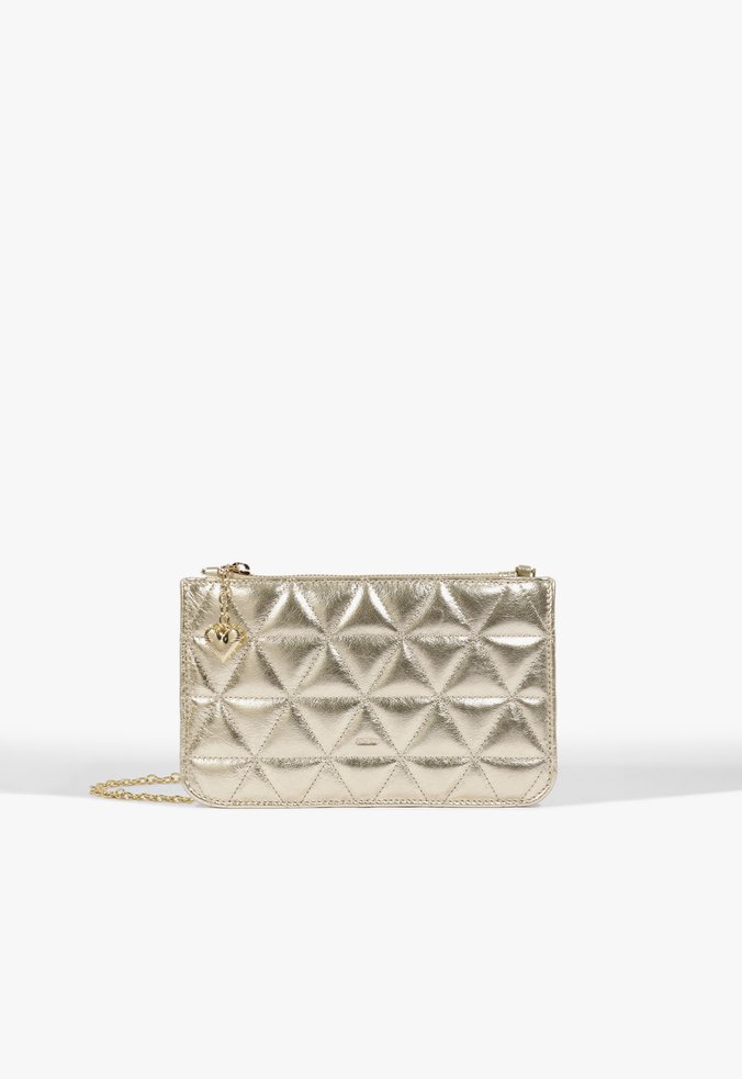 Bolsa Tiracolo Love Pouch Pequena Couro Dourada