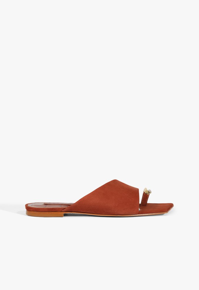 Sandália Rasteira Jodie Flat Camurça Marrom
