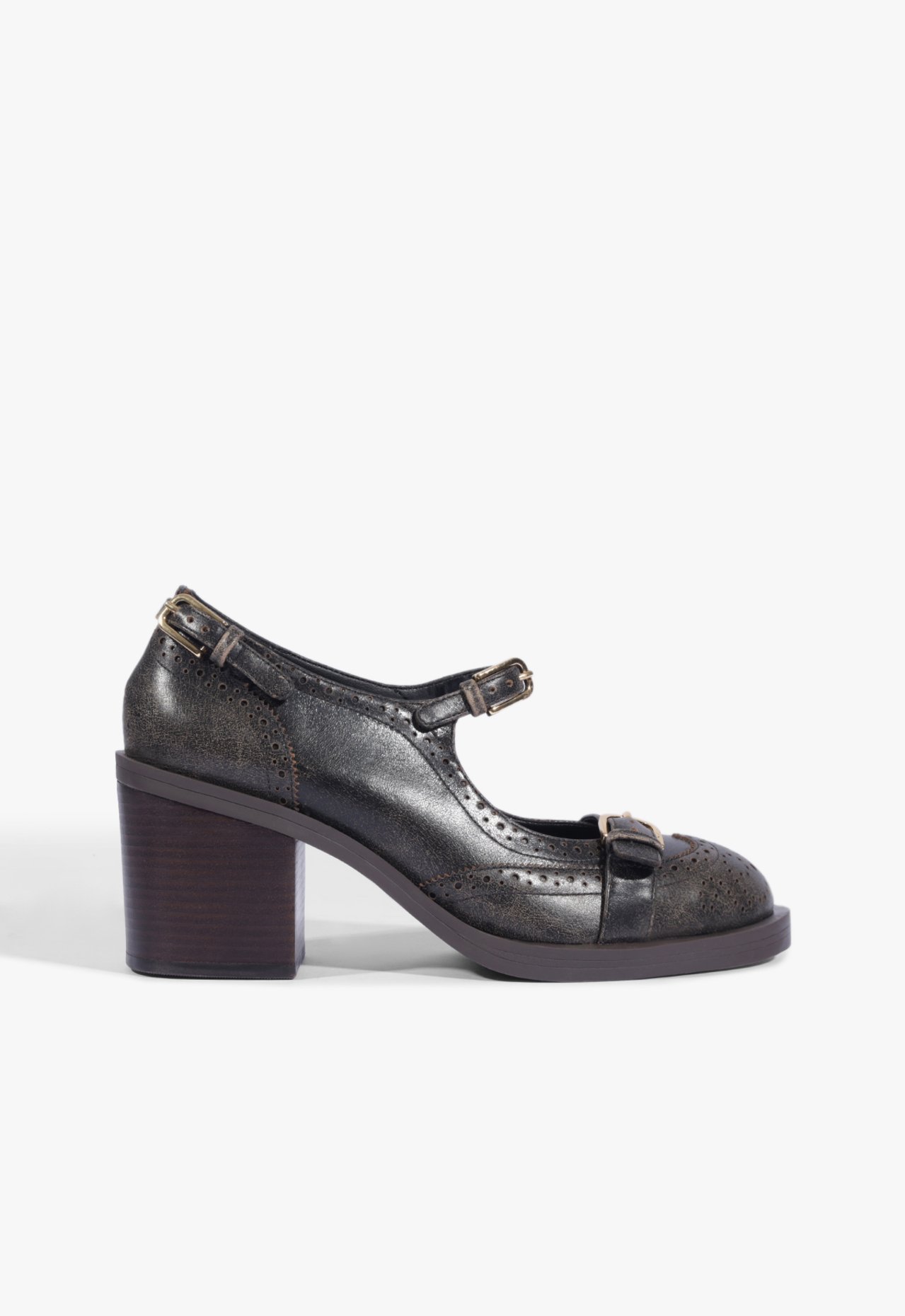 Oxford Dafne Salto Alto Preto Estonado | Schutz
