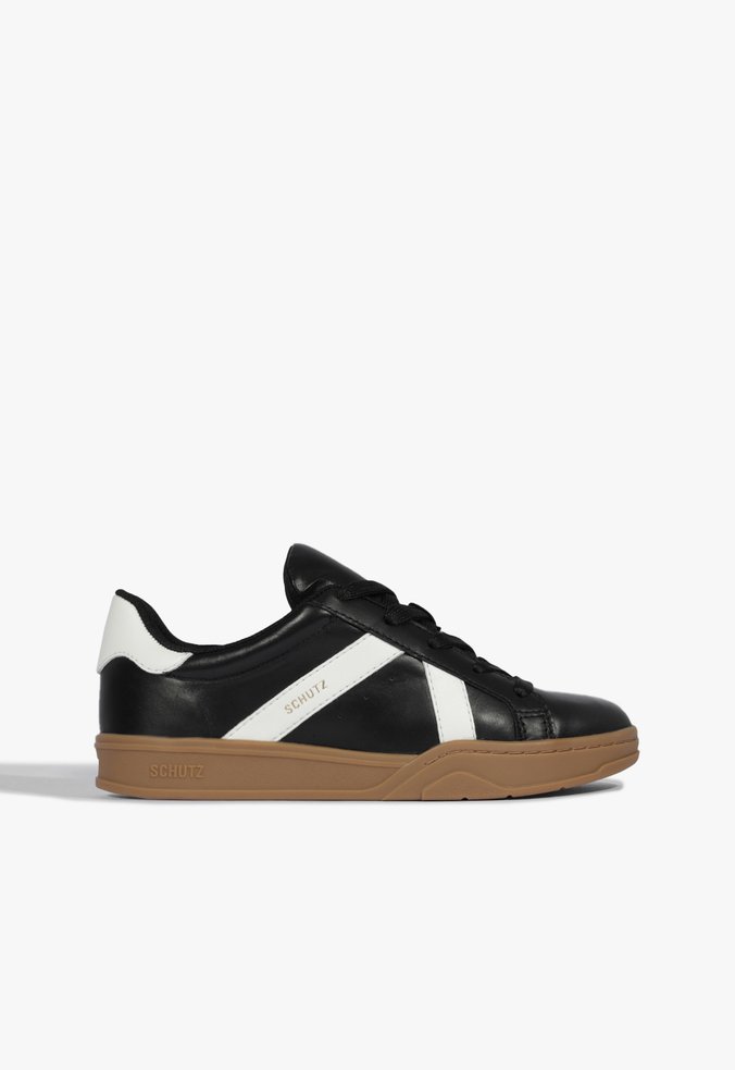 Tênis Couro Preto e Branco