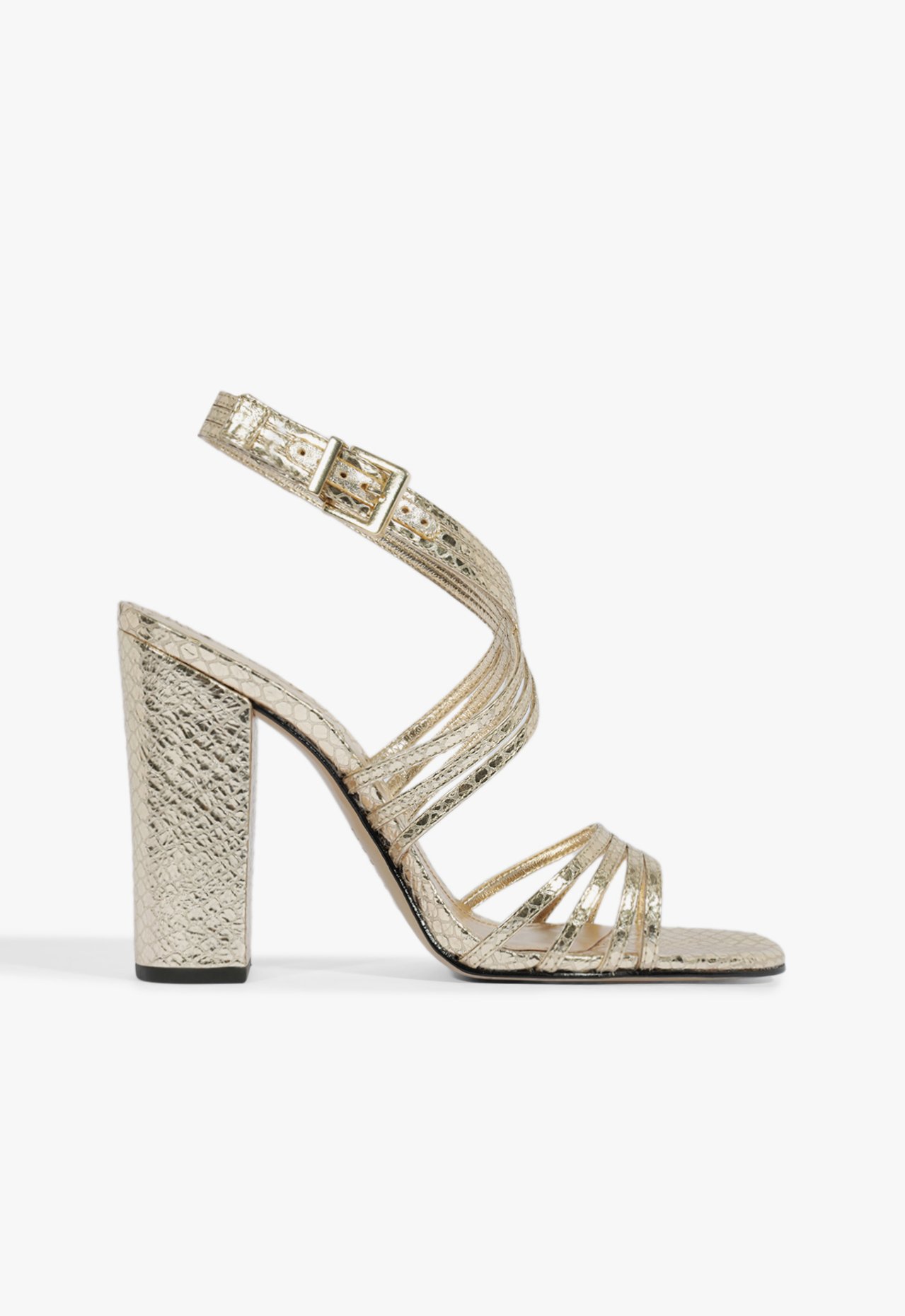 Sandalia Bloco Snake Couro Dourada | Schutz