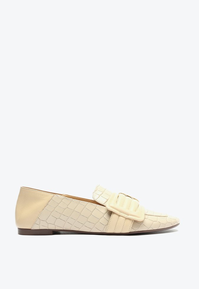 Mocassim Couro Croco Branco