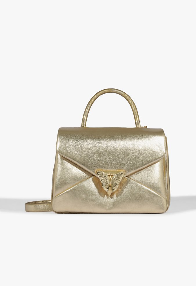 Bolsa Butterfly Grande Satchel Couro Dourado