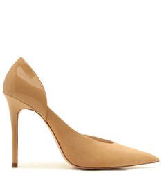 Sapato Scarpin Nobuck Recortes Bege