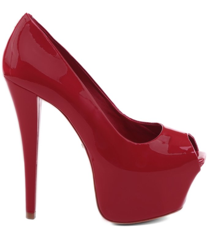 Peep Toe High Verniz Red