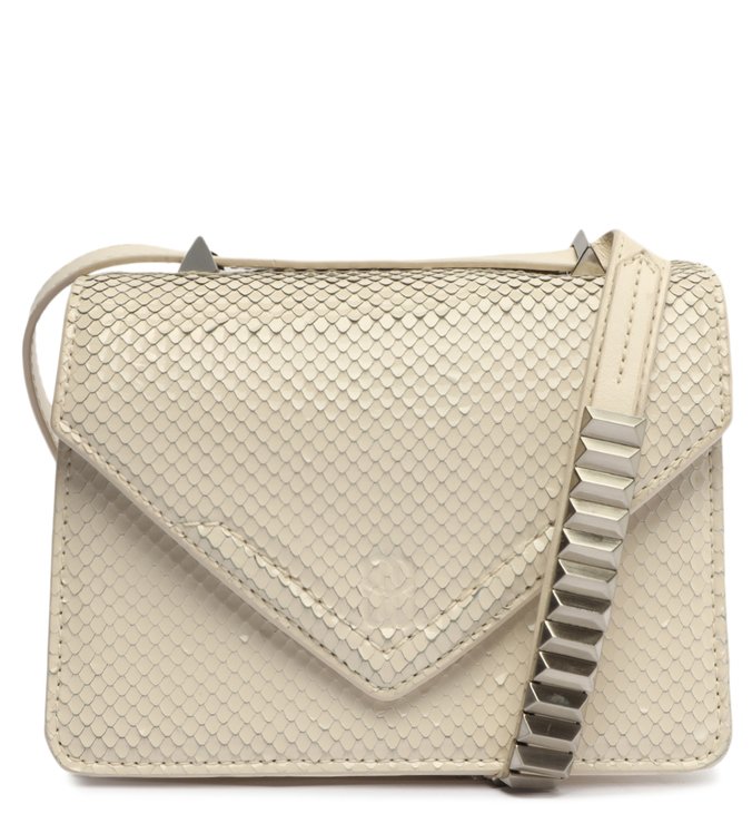 Bolsa Tiracolo Pequena Trinity Couro Snake Branca