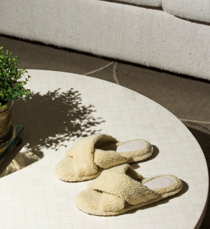 Homewear Flat Slide Lucy Alpaca Areia Homewear Flat Slide Lucy Alpaca Areia