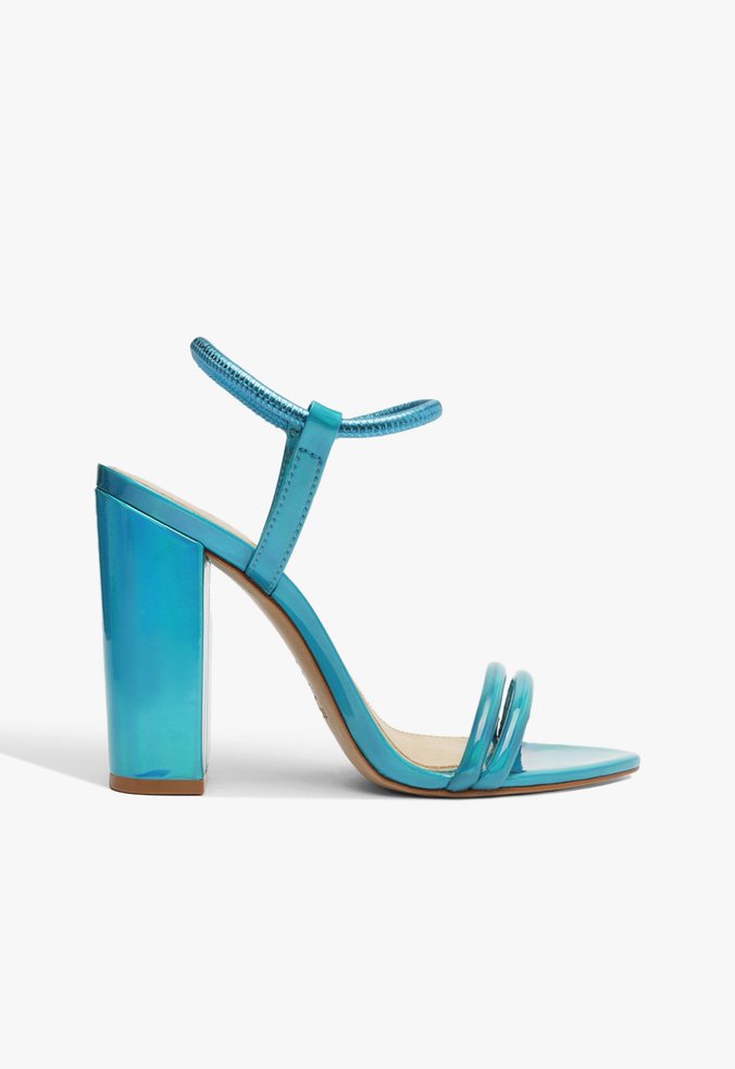 Sandália Salto Bloco Strings azul