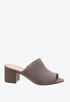 Sandália Mule Salto Bloco Cinza