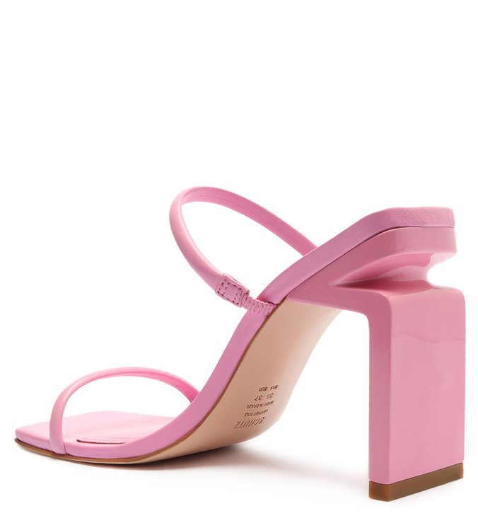 Sandália Mule Salto Alto Kattie Couro Rosa Sandália Mule Salto Alto Kattie Couro Rosa