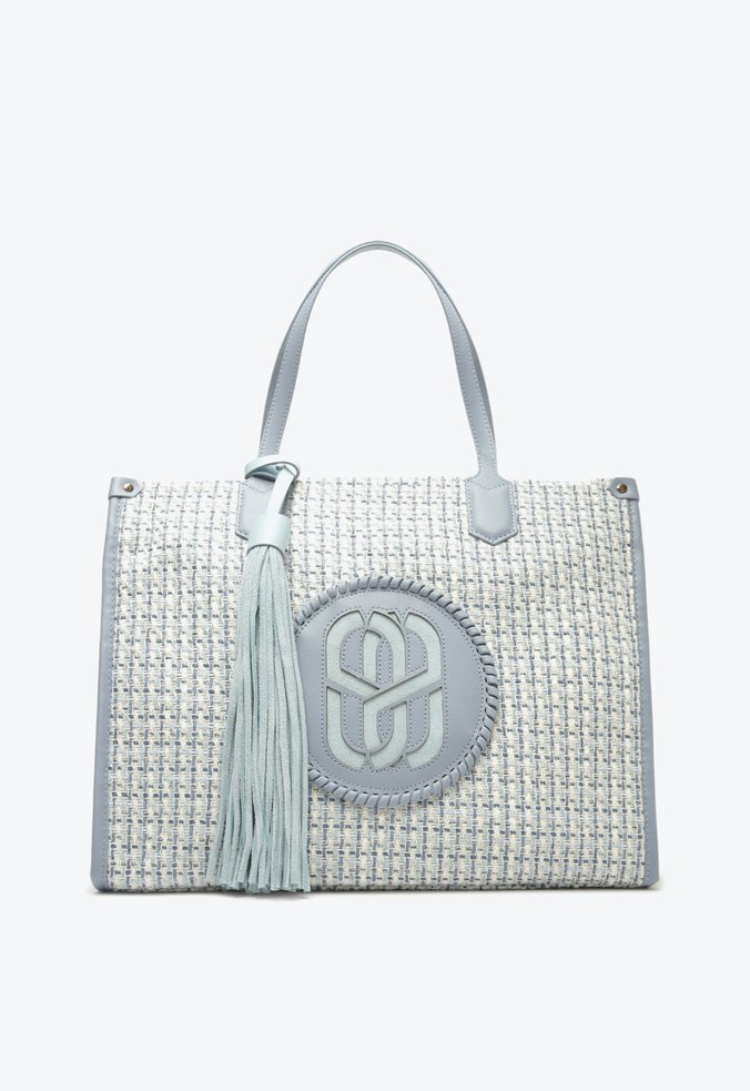 Bolsa Tote Grande Breeze Tecido Tweed Azul
