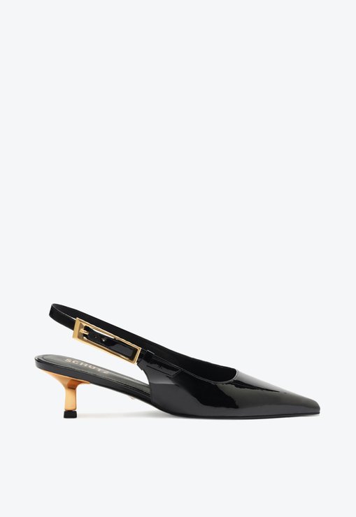 Scarpin Slingback Ciara Pump Mid Couro Preto