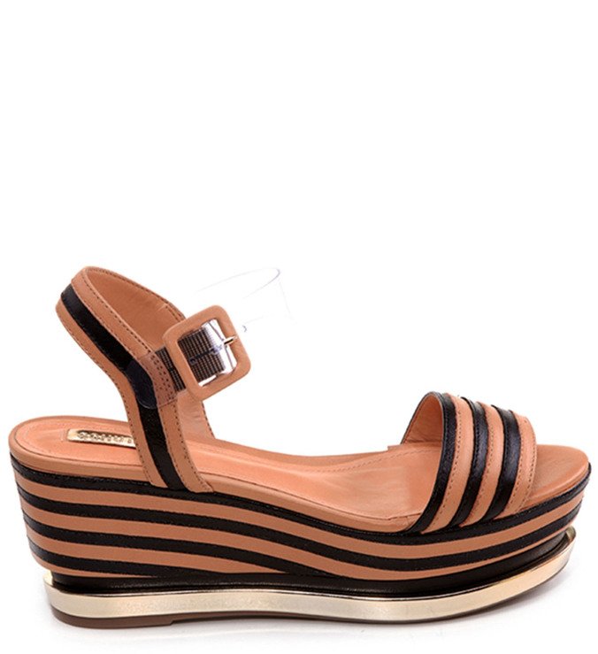 Anabela Flatform  Preta  Nude