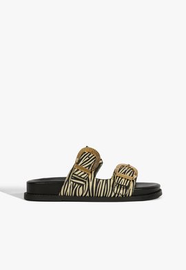 Sandália Papete Slide Camurça Zebra
