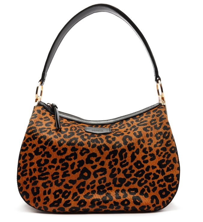 Bolsa Tiracolo Média Tessa Couro Estampa Onça