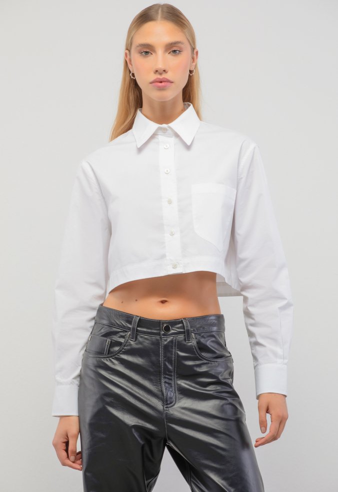 Camisa Cropped Mathilda Algodão Off White