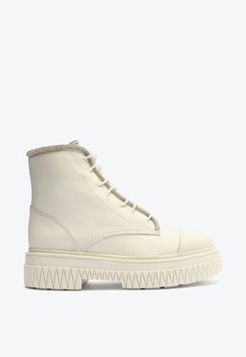 Bota Coturno Amirah Couro Crystal Branca