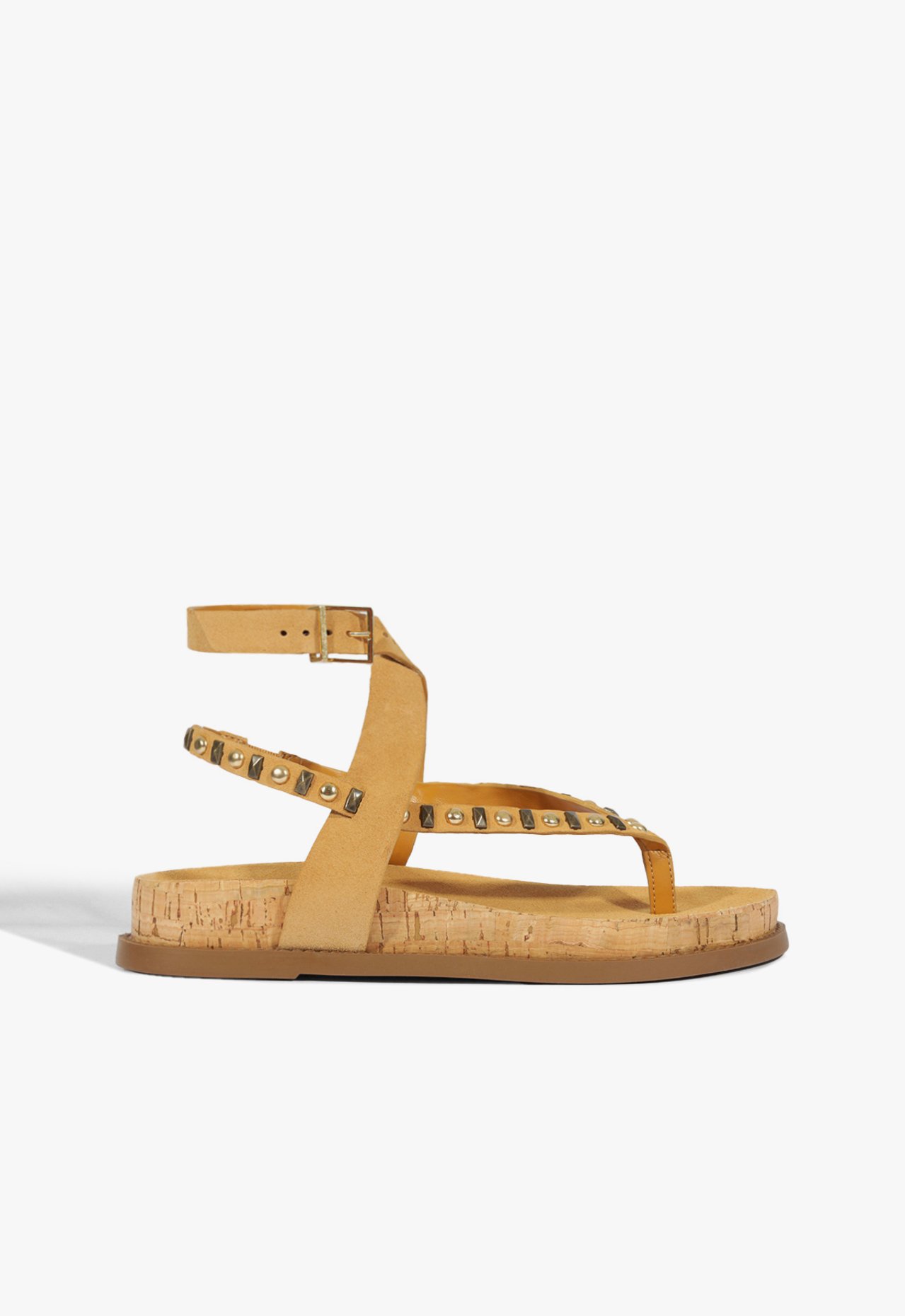 Sandalia Papete Camurça Tachas Bege | Schutz