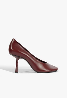 Scarpin Couro Salto Fino Alto Vermelho