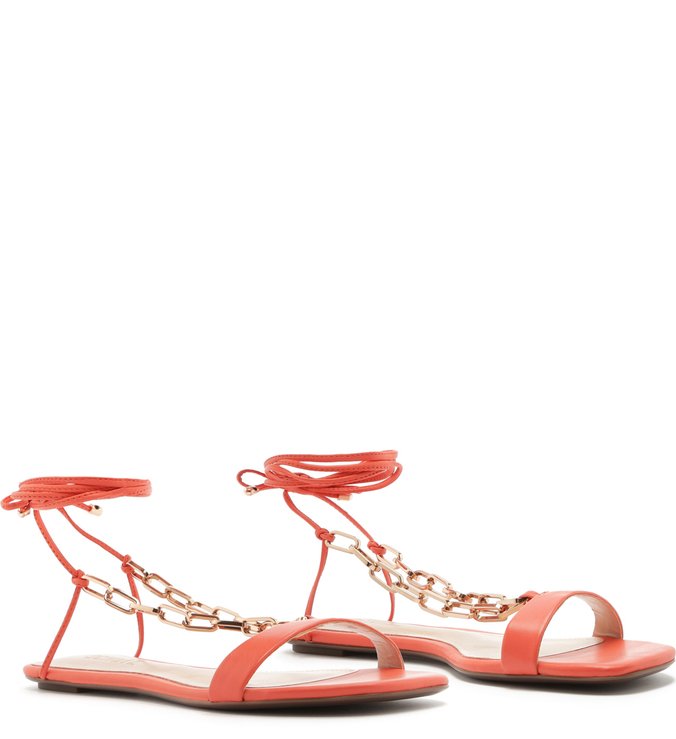Flat Lace-Up Fun Chain Coral Flat Lace-Up Fun Chain Coral