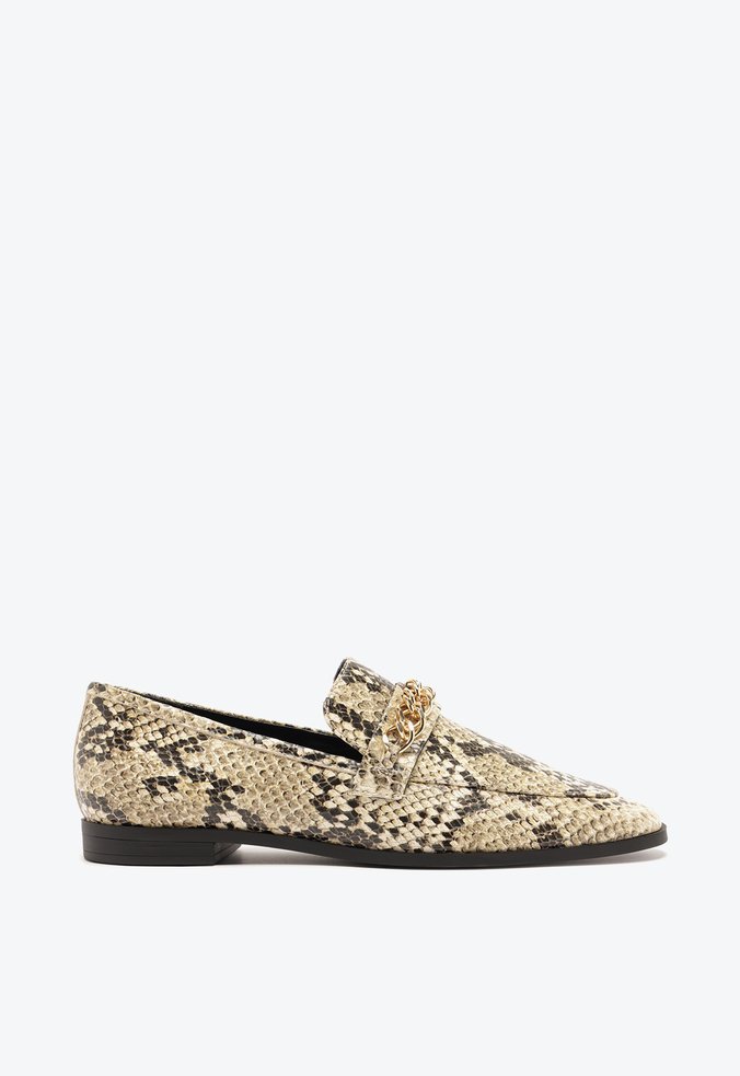 Mocassim Hint Couro Enfeite Snake Natural