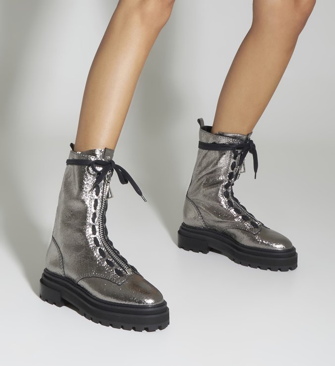 Coturno High Club Bikers Metallic Prata Coturno High Club Bikers Metallic Prata