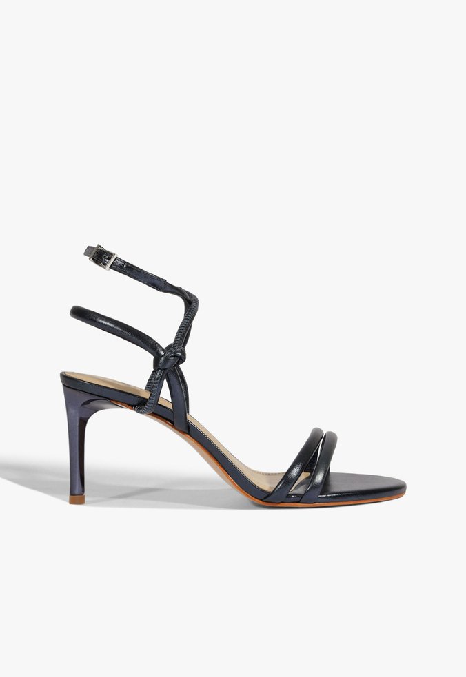 Sandália Tiras Salto Fino Azul