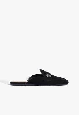 Sapato Mule Rasteira Nobuck Preto