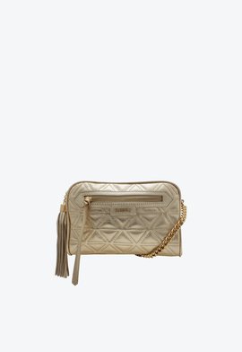 Bolsa Tiracolo Mirella Couro Dourada