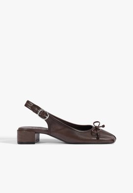 Scarpin Pietra Bico Redondo Couro Marrom Escuro