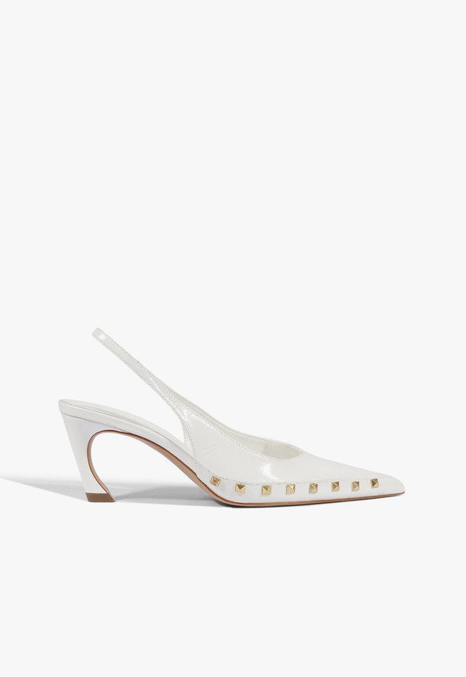 Scarpin Lexi Studs Salto Médio Couro Branca