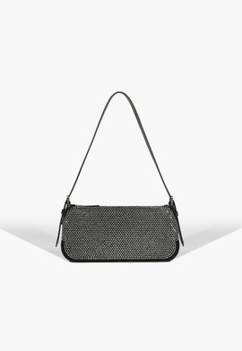 Bolsa de Ombro Couro Brilho Preta e Preta