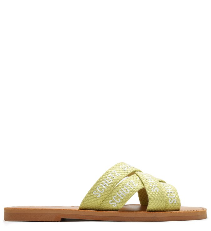 Rasteira de X Logo Schutz Trama Pop Green