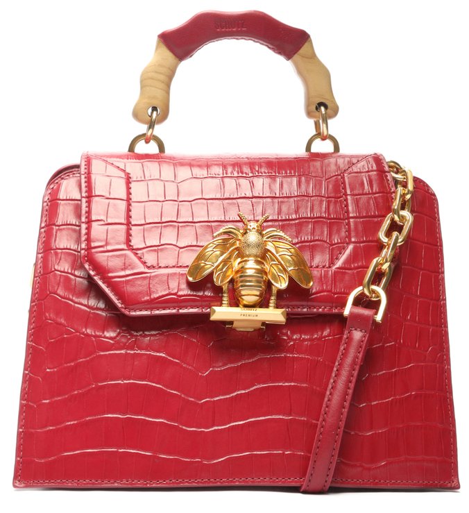 Bolsa Tiracolo Grande Believe Croco Vermelha