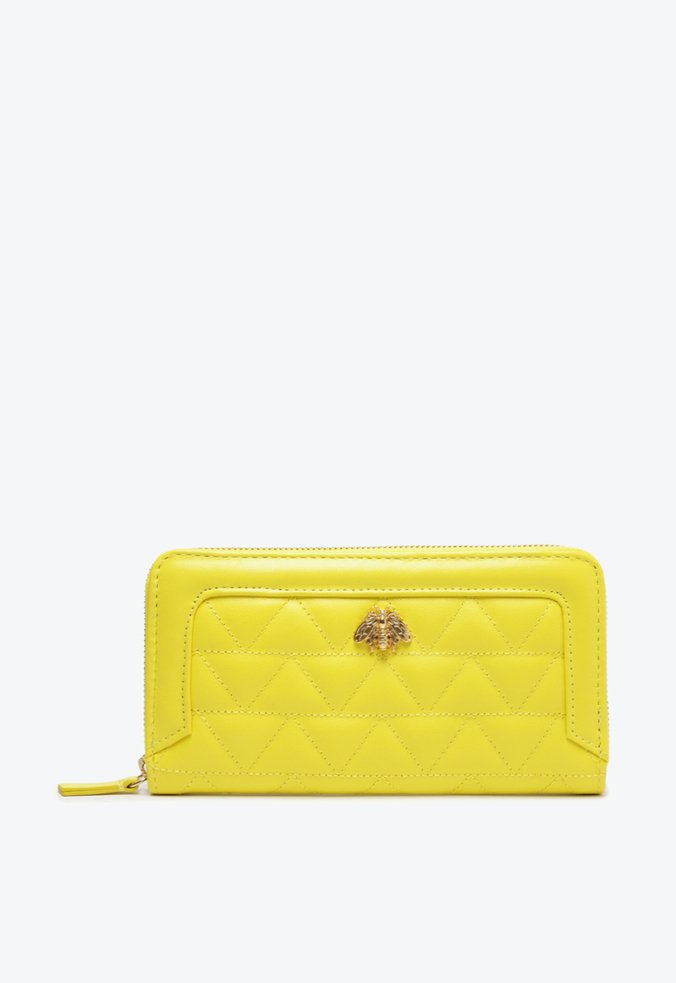 Carteira Grande Believe Couro Matelassê Amarela