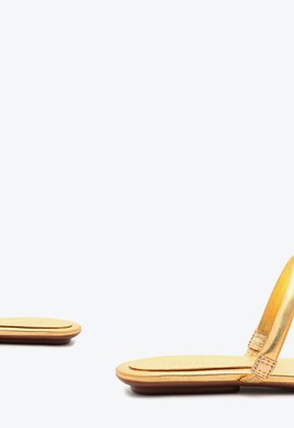 Sandália Rasteira Tiras Metalizada Dourada