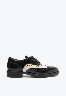 Mocassim David Couro Preto e Branco