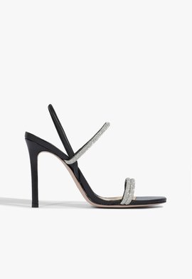 Sandália Brilho Couro Preto