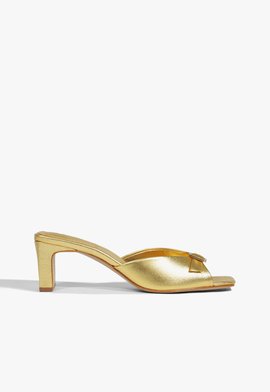 Sandália Mule Verniz Dourado